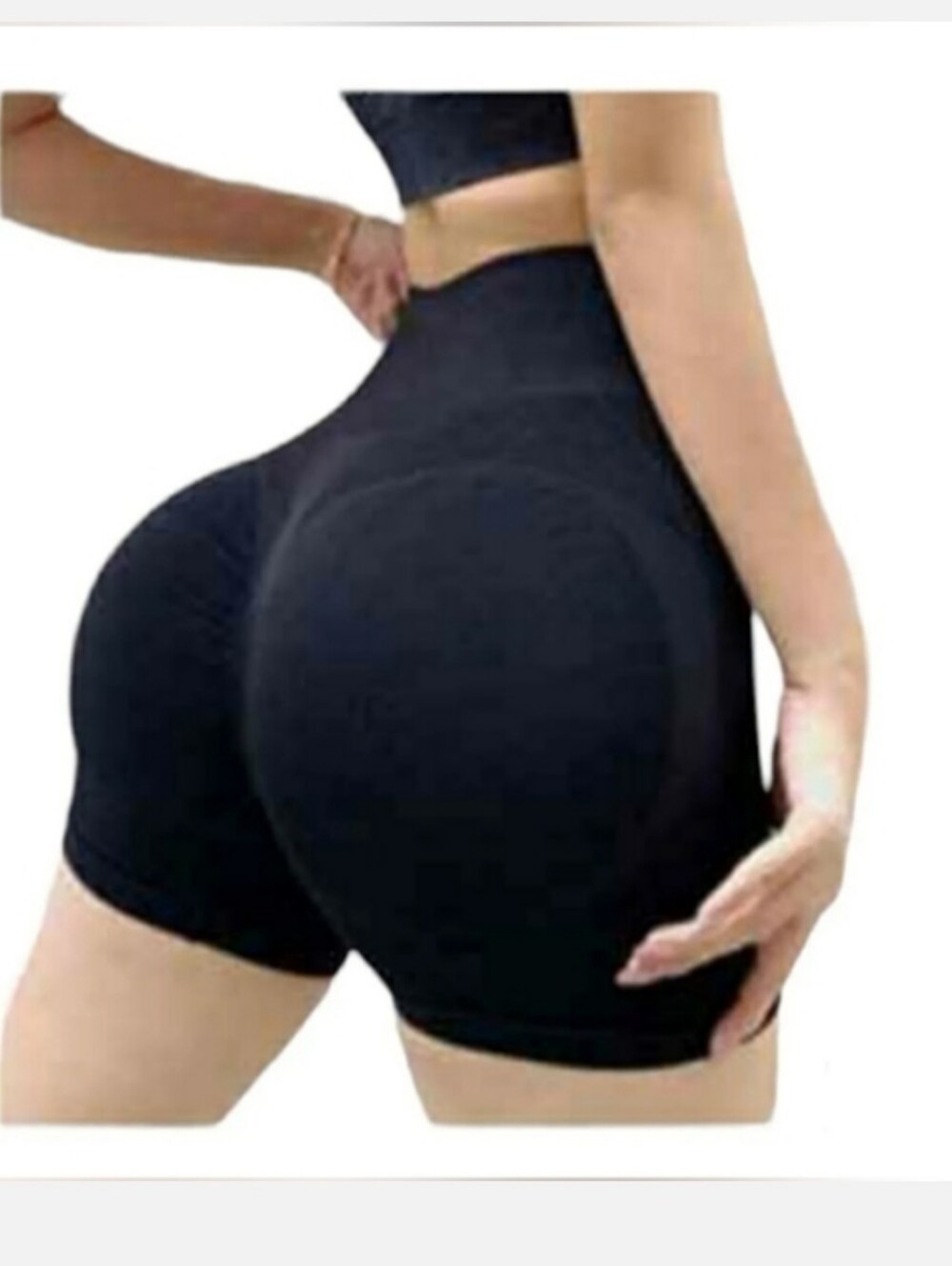 Butt Lifting Yoga‎ Shorts High Waist Tummy Control Ruched Black